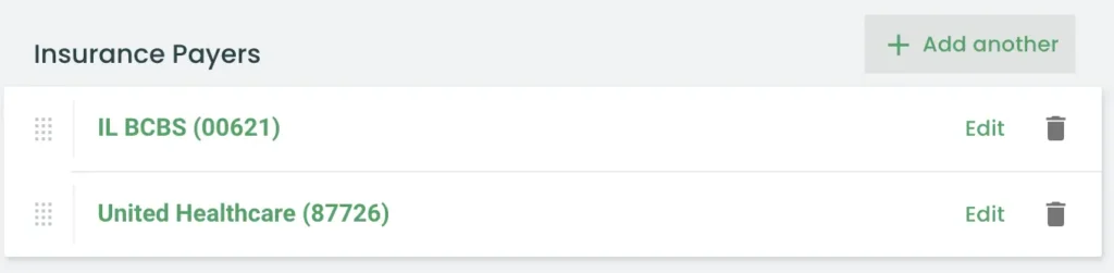 Screenshot of Practice Better insurance payers